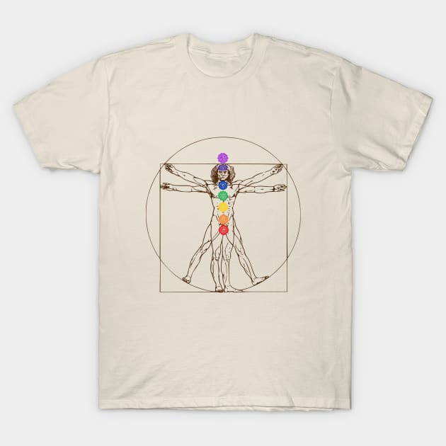 Vitruvian Man Chakras - Modern Art T-Shirt by Nirvanax Studio